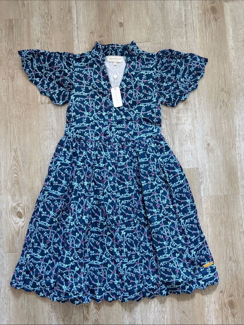 Simply Southern Blue Ribbon Dress NWT 100% Cotton